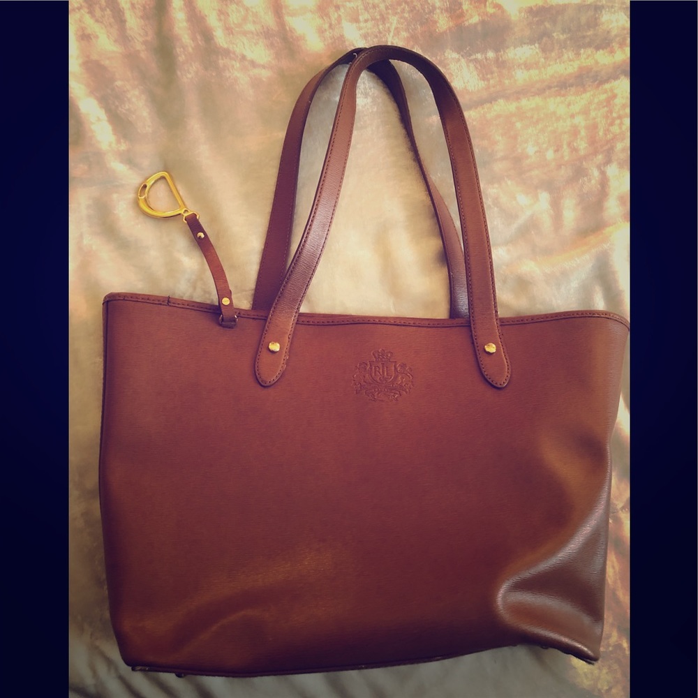 Ralph Lauren Cognac Leather Tote